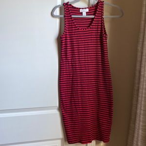 Blue and red stripped maternity dress